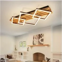 Nettlife LED Deckenleuchte Dimmbar Holz 3 Ringe 46W Modern Deckenlampe 70cm Wohnzimmer, LED fest integriert, 1/2/3/4 Ringe für Schlafzimmer Büro Küche