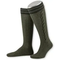 Lusana Trachtensocken Trachten Kniestrümpfe - L8995R - dunkelgrau/jägergrün, jägeroliv/a