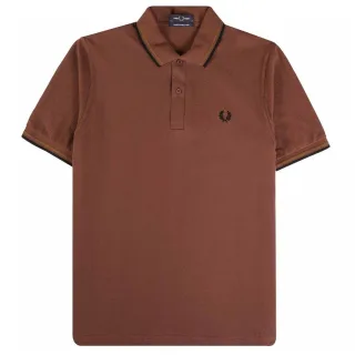 Fred Perry - Limettengrünes, Kastanienbraunes Poloshirt Mit Doppelstreifenkragen
