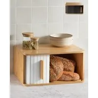 Praknu Brotkasten Brotkasten Groß aus FSC® Holz mit Schiebetür - Brotaufbewahrung, Bambus, FSC® Holz - Platzsparend und stilvolle Brotbox für längere Frische