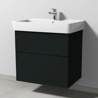 Sanipa 3way Waschtischunterbau zu Geberit Renova Plan Waschtisch mit 2 Auszügen, Vulkan-Matt SP8771V