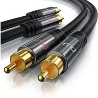 Primewire 2 x Cinch zu 2 x Cinch, AUX Eingänge, Metall Stecker vergoldet Audio-Kabel, Cinch, RCA (150 cm), Stereo-Cinch HiFi Audiokabel mehrfach geschirmt - 1,5m