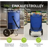 Juskys Einkaufstrolley 3in1, 56 l, mit 2 Rollen und Kühlfach, klappbar und modern, auch als Sackkarre