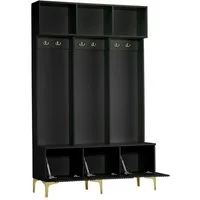 OKWISH Garderoben-Set für Ihren Eingangsbereich, (Flurgarderobe, Flur-Schuhschrank, Garderobe, 1-St., 6 Haken, 1 Tür), mit einer Bank, 6 Haken