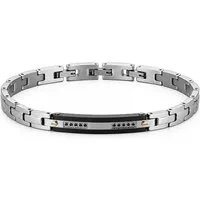 UNIQAL.de Armband Unisex NOX EDELSTAHL SILBER – Edelstahl & Zirkonia, Silber-Schwarz (mit klarer Formensprache, schlanker Silhouette und präzisen Details, inkl. Schmuckverpackung), hautfreundlicher 316L Edelstahl, wasserbeständig, verstellbar