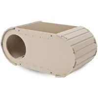 Lyveo Katzenhaus Katzenhöhle Katzenbett für Katzen 60x31x27cm Kratzbrett mit Pappe, Katzenversteck Katzenzelt mit 2 Eingängen
