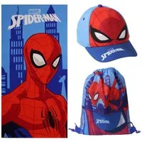 Spiderman Strandtuch Set Strandtuch 70 × 140 cm Baseballkappe und Turnbeutel