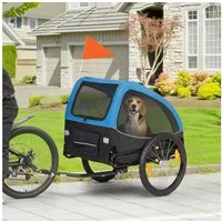 PawHut Fahrradhundeanhänger Hundeanhänger Faltbar Fahrradanhänger mit Reflektoren, blau, für Hunde bis 20 kg Blau