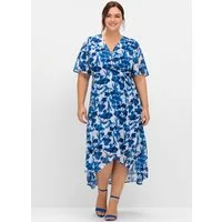 Sheego Etuikleid Abendkleid Kurzarm aus Chiffon, in Wickeloptik