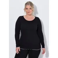 MIAMODA Longsleeve Rippshirt Slim Fit farbigem Wellensaum Langarm