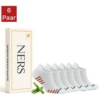 NERS Sneakersocken (6 Paar) aus Bambus für Damen und Herren, ohne Naht, Gegen Schweißfüße (6-Paar, 6 Paar) Premium Sneaker Socken mit Komfortbund – Atmungsaktiv & Weich – In Box