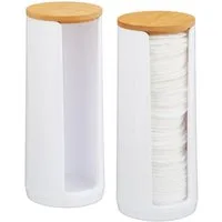 relaxdays Wattepadspender Wattepads Aufbewahrung 2er Set, Farbmix 1