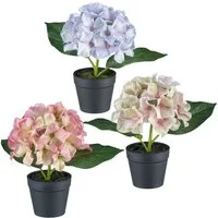 Kunstblume Mini-Hortensie in Pastellfarben, Creativ green, Höhe 20 cm, mit Glitzerschimmer