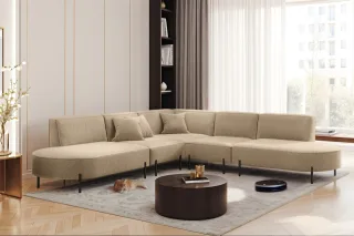 LAGERDEAL Ecksofa Designersofa VALENCIA in Stoff Quelle Hellbraun Universal