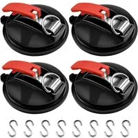BlingBin Wandhaken 4 Stück Saugnapf mit 8 S-Haken, Multifunktionaler Saugnapf Haken, Türen, Badezimmer, (Saugnapf-Haken, 4-St., 4 Saugnäpfen und 8 S-förmigen Haken), Starke Haftung für Wohnmobil Markise Camper Zubehör Sonnensegel