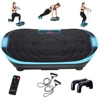 Skandika Vibrationsplatte V2, Fitnessgerät für Zuhause, Multi-Gym Sportgerät mit LCD-Bildschirm, Trainingsbänder, Oszillierende Vibration, Curved Design, leiser Motor