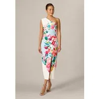 Adrianna Papell Midikleid One Shoulder Border Dress Lebhaftes und eindrucksvolles Midikleid mit Blumenmuster