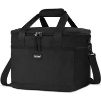 CALIYO Thermobehälter Kühltasche Faltbar Thermobehälter für Essen mit Reißverschluss, Polyethylen (PE), (Faltbar aus wassedichtem Material für Arbeit, Schule und Picknick), 8.5L /15L / 24L (Grau/Schwarz)