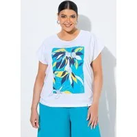 Ulla Popken T-Shirt T-Shirt Blätter Oversized Rundhals Halbarm
