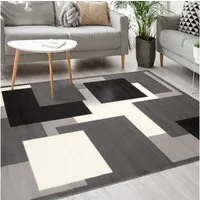 Mazovia Designteppich Modern Teppich Kurzflor Wohnzimmerteppich Robust und pflegeleicht GRAU, 80 x 150 cm, Fußbodenheizung,Allergiker geeignet,Farbecht,Pflegeleicht,Geometrisch