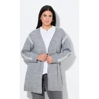 Ulla Popken Strickjacke Long-Strickjacke Ziernähte ohne Verschluss Langarm