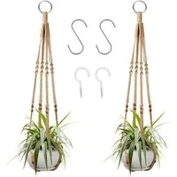 TUWENA Blumenampel 2-teiliges Pflanzenregal mit 4 Haken, gewebter Blumenampel