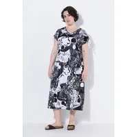 Ulla Popken Jerseykleid Jerseykleid V-Ausschnitt Schulter-Raffband