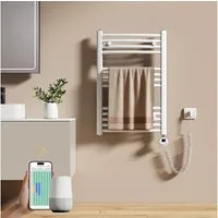 EMKE Elektrischer Badheizkörper Gebogen mit WiFi APP Steuerung Thermostat Höhe: 75cm, 300W, 4 Heizmodi 7-Tage-Timer, Boost & Frostschutz Handtuchwörmer