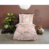 PURE luxury collection Kinderbettwäsche Aina, Microfaser, 2 teilig, 135x200, Pflegeleicht, Reißverschluss, Wendeoptik, Kind, Einhorn, Rosa