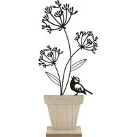 Trend Line Dekohänger TrendLine Aufsteller Holz Blumen mit Vogel 45 x 6