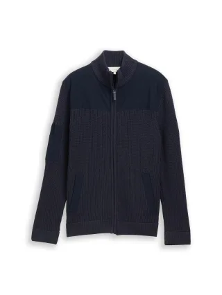 Tom Tailor - Strickjacke mit Reißverschluss sky captain blue - Gr. - L