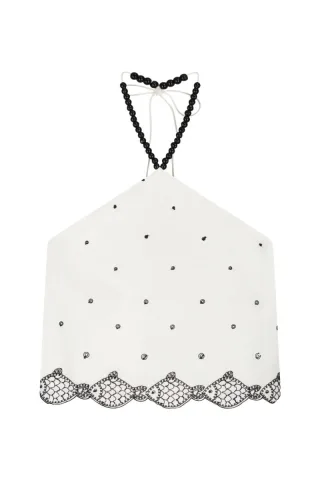 Fabienne Chapot - Ärmelloses Neckholder-Top - Tyler beige/weiß - Gr. - 36