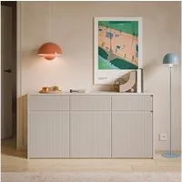 Selsey Sideboard VEMMI, Sideboard in Kaschmir & Push-to-Open, 3 Türen und Schubladen