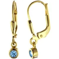 trendor Paar Ohrhänger 51097, für Damen Gold 333 / 8 K mit Blauem Zirkonia