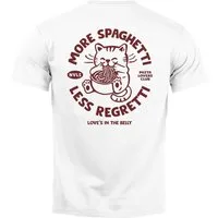 Neverless Print-Shirt Herren T-Shirt Backprint Katze Rückendruck Brustloge Pasta Lovers mit Print