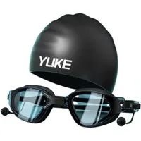 Blusmart Schwimmbrille Universelles Schwimmbrillen- und Badekappen-Set für Damen und Herren, (HD-Antibeschlag und wasserdichter großer Rahmen, Schwimmbrille und integrierte Ohrstöpsel), Set bestehend aus Schwimmbrille + Silikon + Aufbewahrungsbox