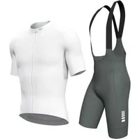 Wulibike Radtrikot Herren Kurzarm Gravel-Trikot für Bikepacking, Fahrradbekleidungsset (2-tlg) Herren Gravel-Set mit Y-Trägerhose und 6 Cargo-Taschen