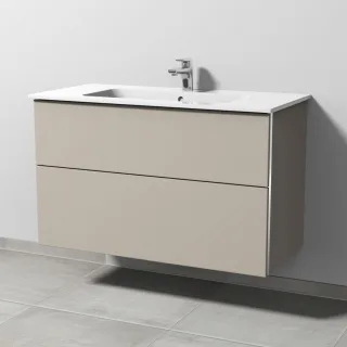 Sanipa 3way Waschtischunterbau zu Duravit ME by Starck Waschtisch mit 2 Auszügen, Kaschmir-Matt BP7261U