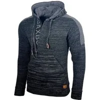 Baxboy Strickpullover Baxboy Herren Strick Pullover Kapuzenpullover Reißverschluss B_290