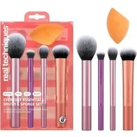 Real Techniques Make-up Set Everyday Essentials – 5-teiliges Make-up-Pinsel- & Schwamm-Set, für Foundation, Rouge, Bronzer, Lidschatten und Puder