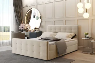 Boxspringbett Schlafzimmerbett CARLOS 180x200cm Stoff Cosmic Beige inkl.Bettk...