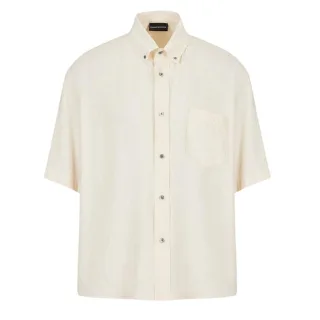 Emporio Armani EA7 - Hemd für Herren, leger, kurzärmlig (Cremefarbe)