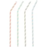 PAPSTAR Trinkhalme 100 x Trinkhalme Papier Ø 6 mm 22 cm farbig sortiert Stripes flexibel