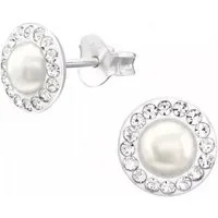 ALEXANDER YORK Paar Ohrstecker PERLE und KRISTALL, 2-tlg., 925 Sterling Silber