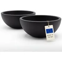 BigDean Pflanzschale 2 Stück Kunststoff Pflanzschale rund anthrazit - 39 cm (Set, 2 St., Pflanzschale), Moderne Optik, Dekoratives Design, Witterungsbeständig