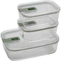 Mepal Vorratsdose Easy Clip Frischhaltedose 3-tlg, nordic sage, Glas / Silikon