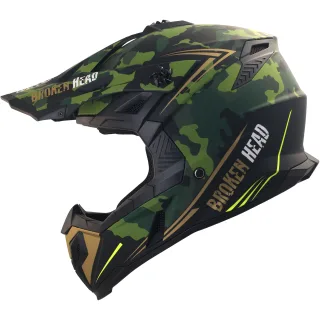 Broken Head (B-Ware) Crosshelm Squadron Rebelution Camouflage-Grün-Gold
