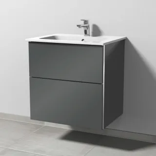 Sanipa 3way Waschtischunterbau zu Duravit ME by Starck Waschtisch mit 2 Auszügen, Anthrazit-Glanz BS72479