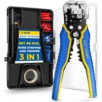S&R Kabelmesser Automatische Abisolierzange im 98-tlg Set 5-in-1, (Komplett-Set, 98-tlg., 98-teilig), 5-in-1 Multifunktionswerkzeug für Profis & Heimwerker im 98 tlg. Set