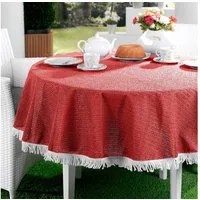 Emhelle Gartentischdecke Garten Balkon Terrasse Tischdecke Camping Picknick wetterfest (Packung 1-tlg, mit Fransen), PVC